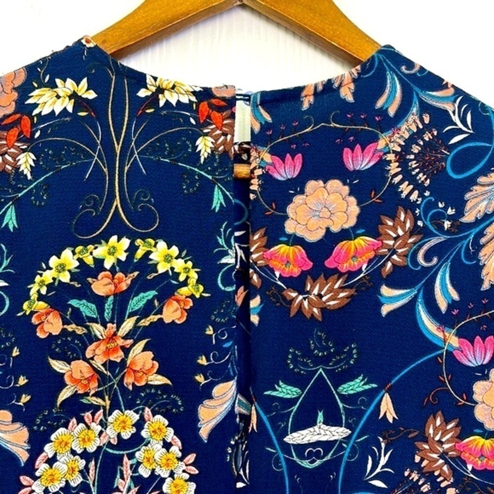 I.Madeline - Navy Garden Splendor Floral Midi Long Sleeve Dress Size Medium - Picture 12 of 12